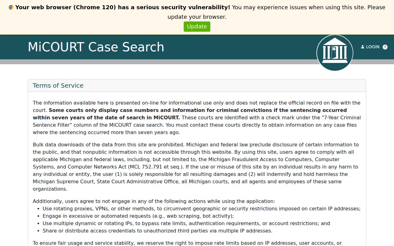 Cass County circuit court case search used for bench warrant records