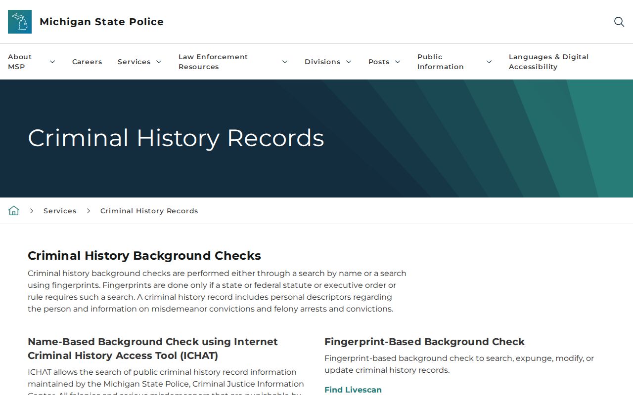 Michigan criminal history service limits for Cass County outstanding warrant checks